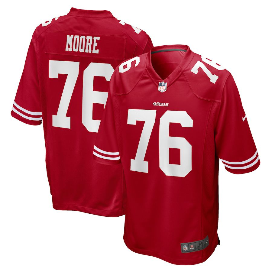 Men San Francisco 49ers 76 Jaylon Moore Nike Scarlet Game NFL Jersey